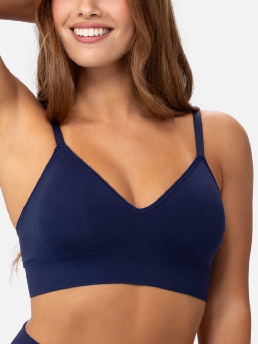 UNDEROUTFIT 450 The Pullover Bralette Naval Academy Blue sz L NWOT